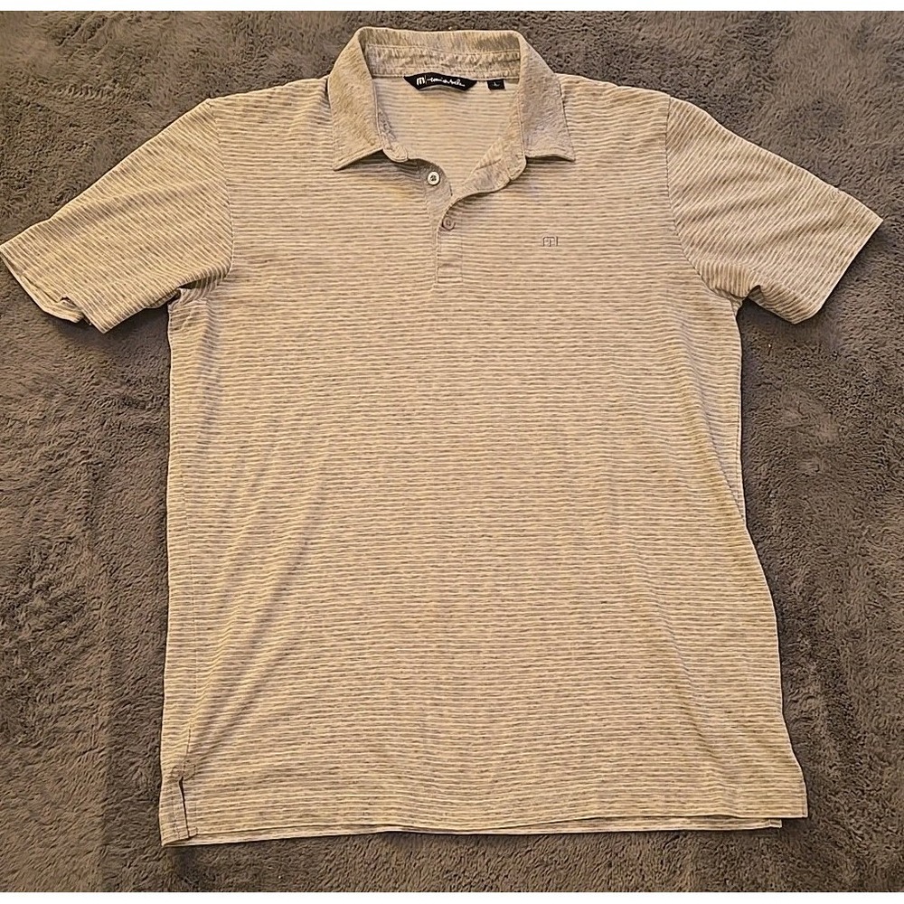 TravisMathew Polo Shirt L Gray Casablanca Mesquite NV Resort Performance Golf To